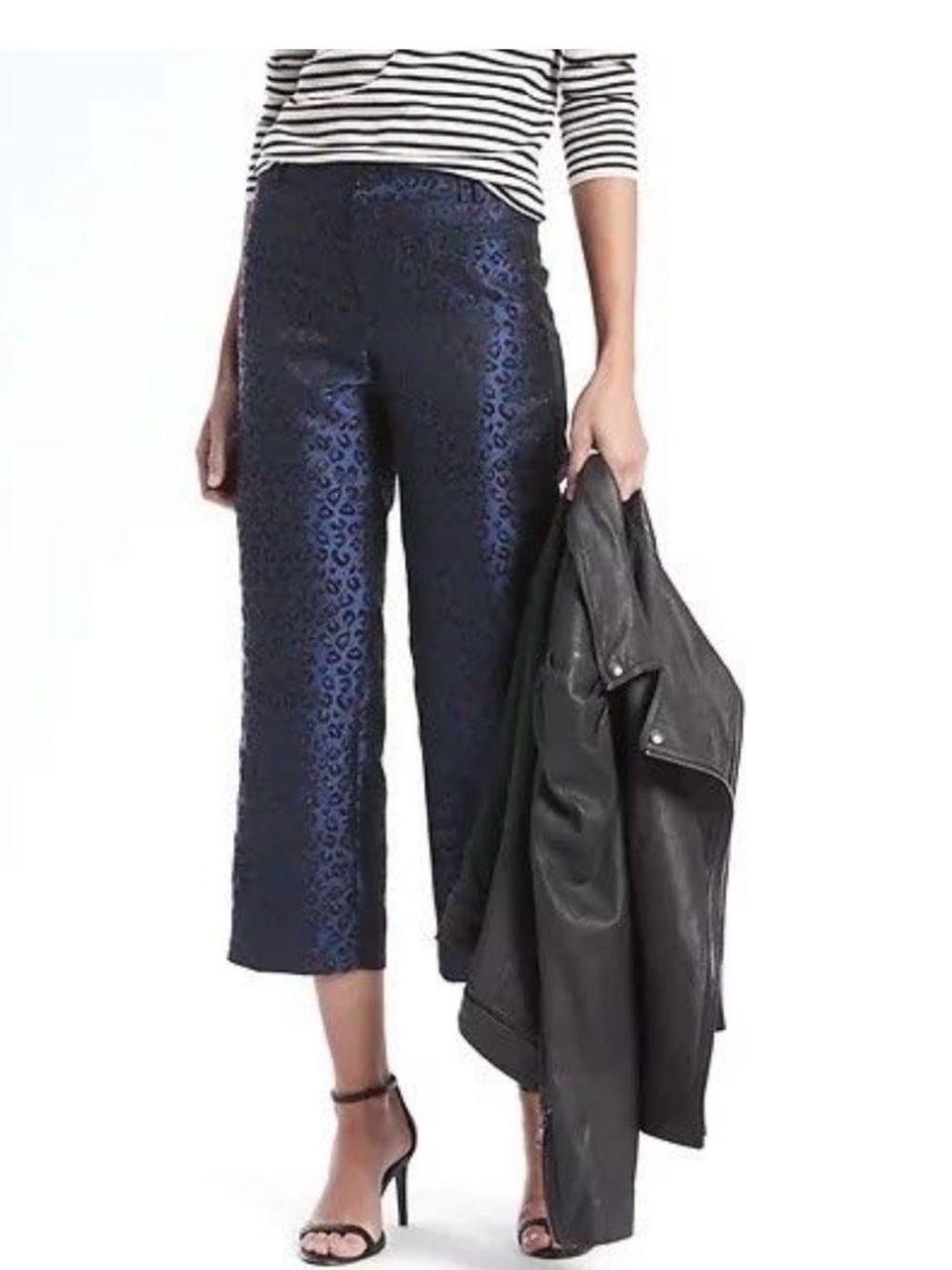 Banana Republic Logan Iridescent Leopard Print Cropped Ankle Pants Size 6